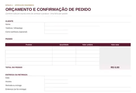 Orçamento e confirmação